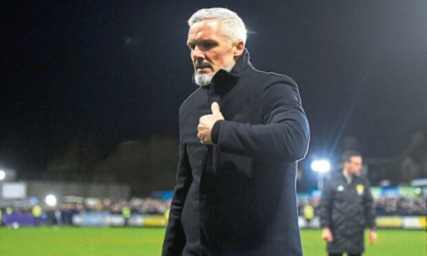 Supporters have become increasingly frustrated with Aberdeen manager Jim Goodwin in recent weeks. Image: SNS Group