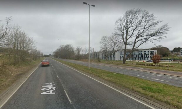 The one-vehicle crash happened on the A944 Westhill to Aberdeen road, close to Kingswells Causeway, shortly after 7pm. Image: Google Maps.