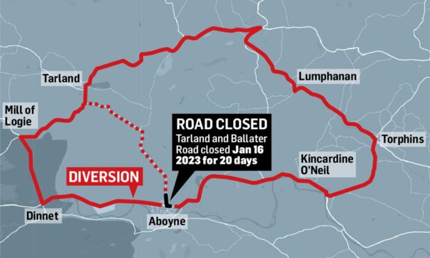 Deeside drivers are facing a 33-mile diversion for 20 days as sewer works begin on a busy Aberdeenshire road  Image: Michael McCosh /DC Thomson.
