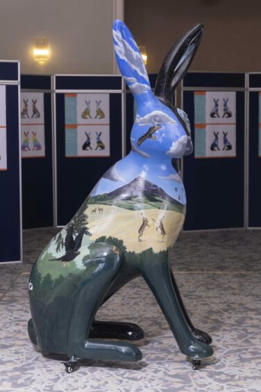 Hare sculpture painted with intricate landscape to be installed at Deeside Activity Park.