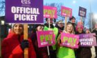 Teachers formed a picket line outside Harlaw Academy on Wednesday. Image: Chris Sumner/DC Thomson.