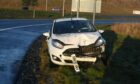 A car crashed into a lamppost this morning near Milltimber. Image: Chris Sumner/DC Thomson.