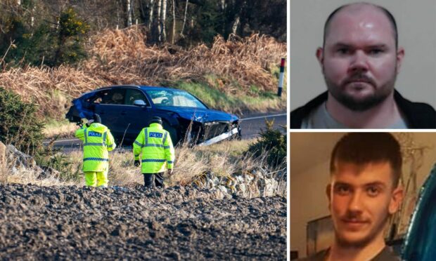 Craig Melville was jailed for killing his 16-year-old son Craig junior in the car crash on the B9176. Images: Jasper Image/Police Scotland
