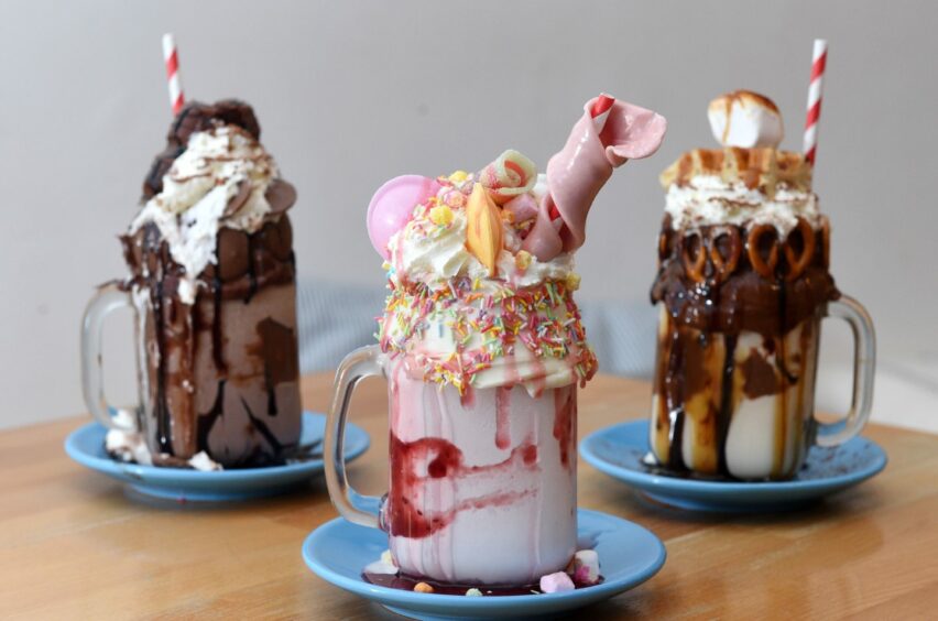 The ultra-Instagrammable Kinder Bueno, unicorn and salted caramel freakshakes from The Long Dog Cafe.