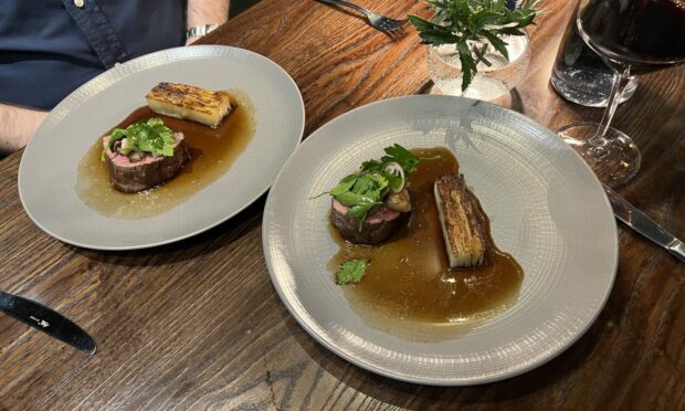 The fillet of Aberdeenshire beef was the first dish Glynn Purnell kicked off with for his three dishes of the night. Image: Julia Bryce/DC Thomson