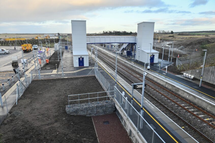 A view over the new Inverness Airport Railway Station