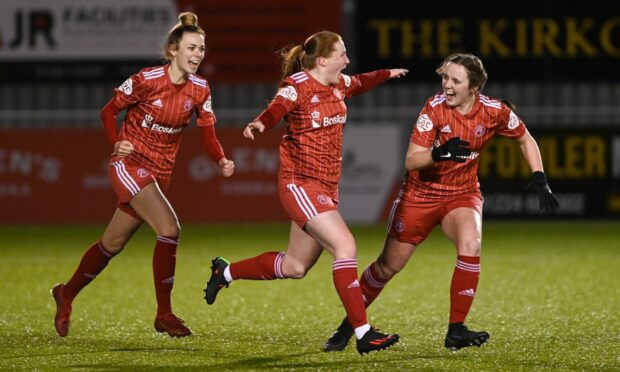 Aberdeen Women beat Hamilton Accies 2-0 to move out the relegation zone. Image: Kenny Elrick/DC Thomson.