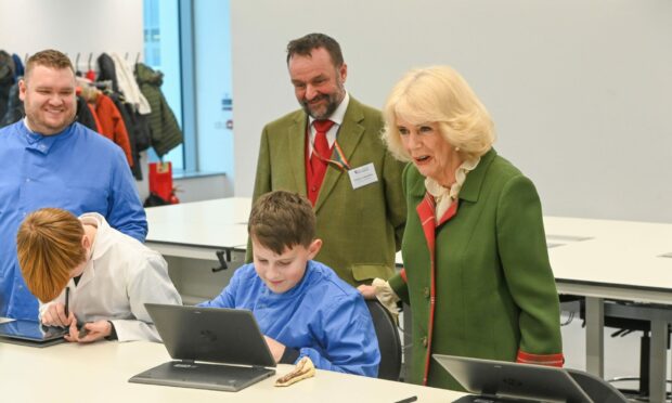 The Queen Consort visited Aberdeen University where she had the opportunity to speak to staff, pupils and school children working in the labs of the new science hub. Image: Kenny Elrick / DC Thomson.