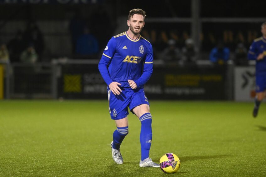 Jason Naismith was pitched in for his Cove Rangers debut against Ayr. Image: Kenny Elrick/DC Thomson