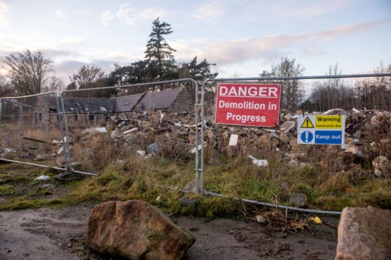 Rubble of the Old Mill Inn hotel lies on the site at South Deeside Road. Image: Kath Flannery/DC Thomson