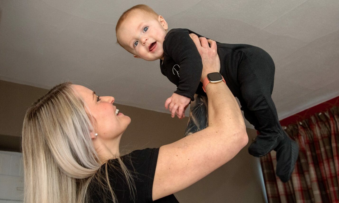 Steph with Deveron, who is now nine months old. Image: Kath Flannery/DC Thomson