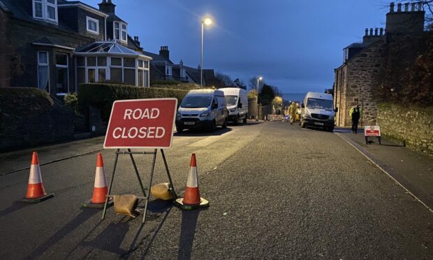 The road is still closed as teams continue to fix the fault. Image: Frank O'Donnell/ DC Thomson.