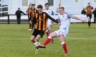 Max Foster, right, was sent off in Turriff's game against Huntly.