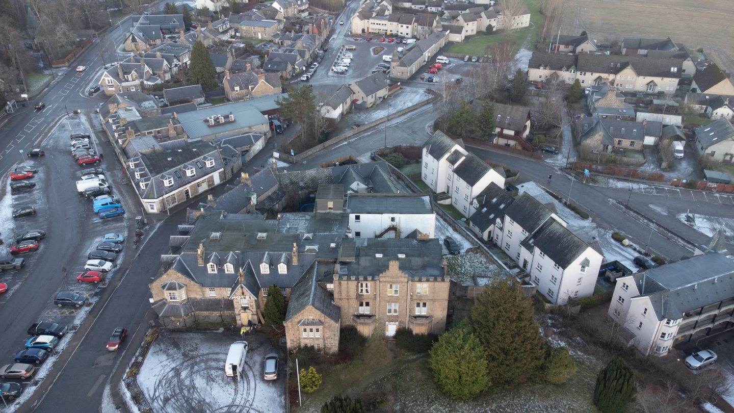 An aerial view of the area around the hotel