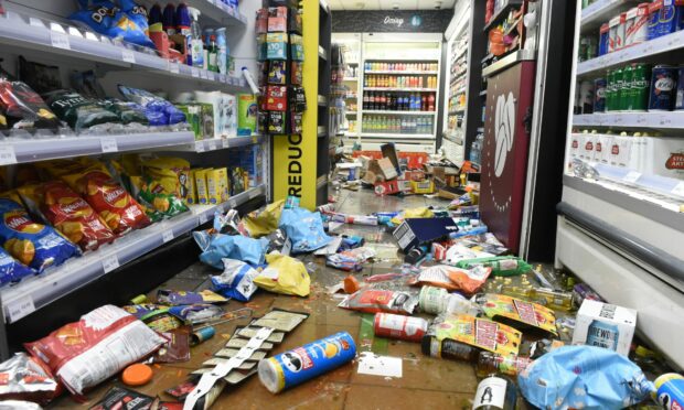 A petrol station has been left as a scene of destruction following an incident. Image: Paul Glendell/DC Thomson