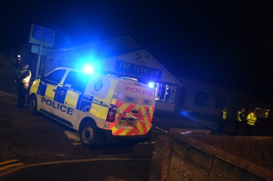 A police roadblock during the incident at Port Elphinstone. Image: DC Thomson