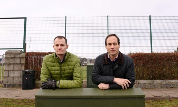 Martin Greig and Marc Langford campaigned to stop the telecoms mast on Cromwell Road. Image: Darrell Benns / DC Thomson