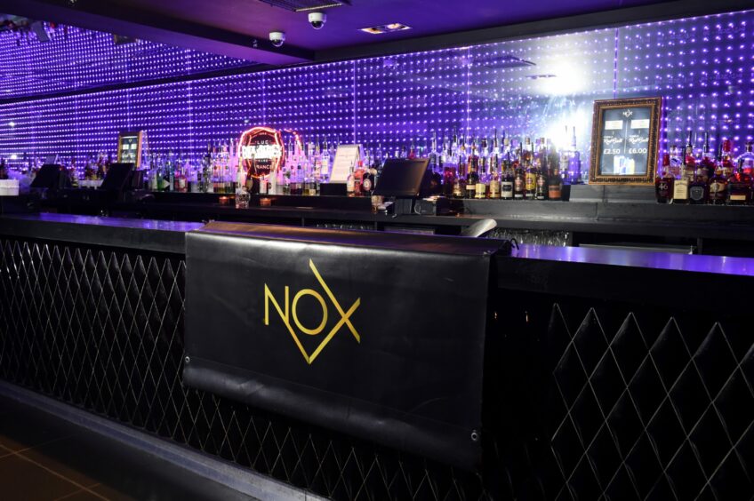 The bar at Nox nightclub in Aberdeen's Justice Mill Lane. Image: Kenny Elrick/DC Thomson, 2018.