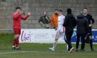 Lossiemouth's Lewis McAndrew, left, was sent off against Brechin