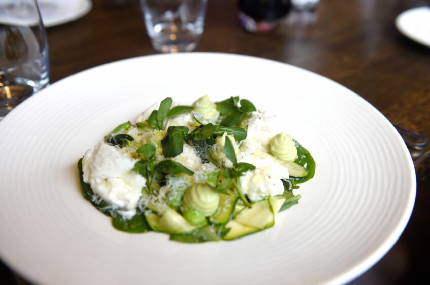 A buffalo mozzarella salad at Rocpool restaurant near Eden Court, Inverness.