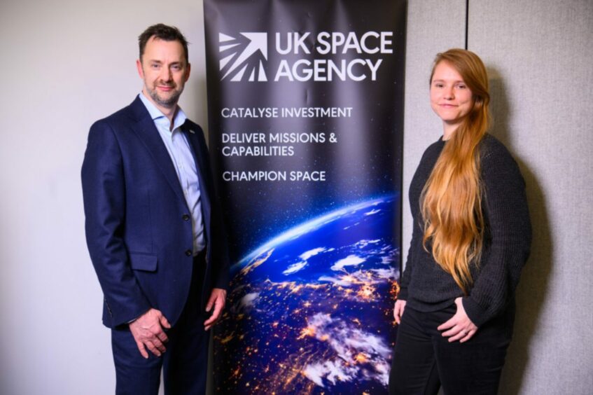  Paul Bate, CEO of the UK Space Agency and Zaria Serfontein, co-founder of Frontier Space Technologies .