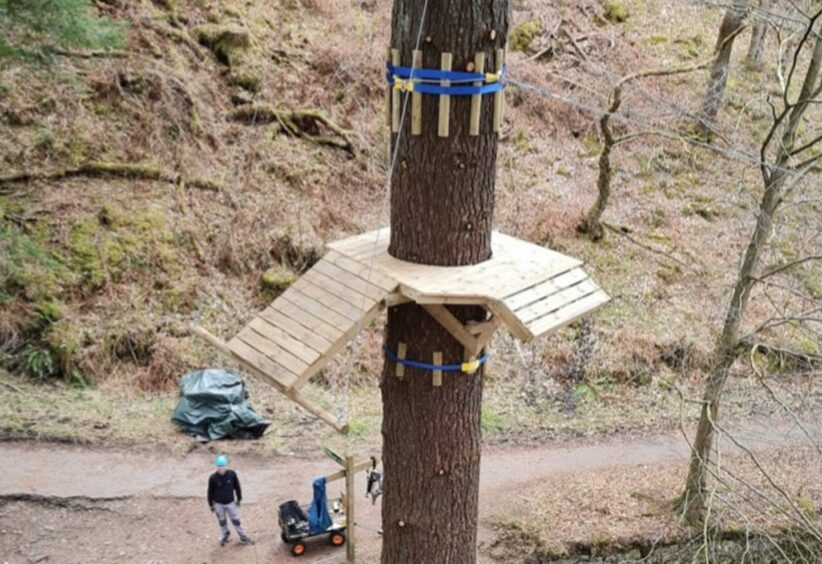 An example of what the proposed tree platform for the zipwire will look like. Image supplied by Bike Glenlivet
