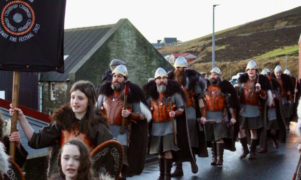 Vikings returns to the streets of Scalloway. Image: Shetland News
