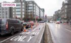 Drivers are no longer allowed to travel through the straight-ahead lane from Trinity Quay onto Guild Street in Aberdeen Image: Kami Thomson/DC Thomson.