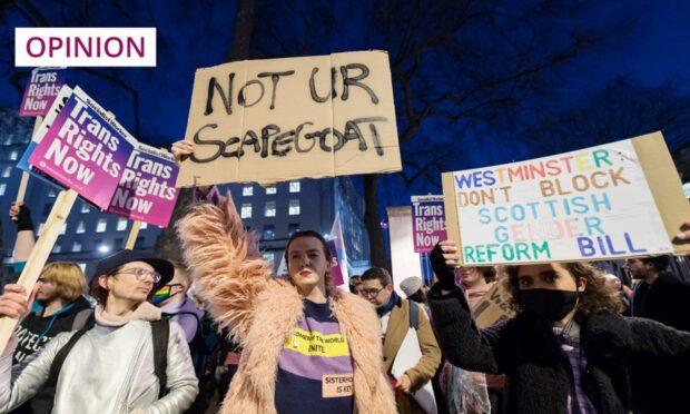 Transgender people and their supporters demonstrate outside Downing Street (Image: Wiktor Szymanowicz/NurPhoto/Shutterstock)