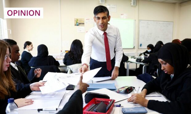 Prime Minister Rishi Sunak visits a school classroom in London (Image: Henry Nicholls/PA)