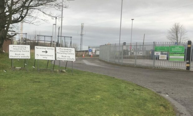 Signs outside Turriff Recycling Centre suggest a booking has to be made every day. Image: David Duguid.