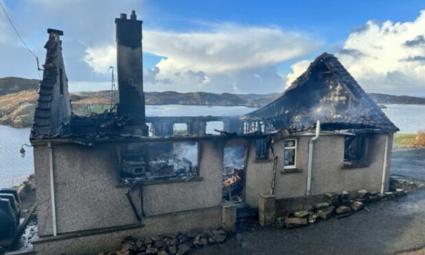 The house has been destroyed by fire at Cromore. Image: Mike Merritt.