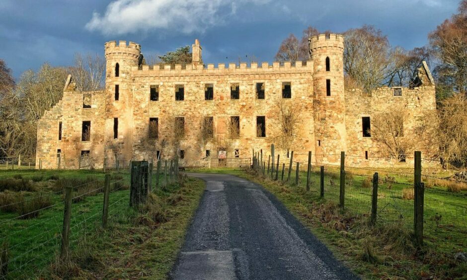 The handsome ruins of Fetternear House illuminated by the winter sun. Image DC Thomson/Kirstie Waterston