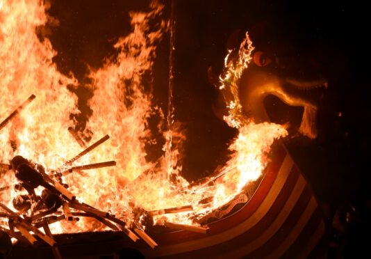 The burning of the galley at Up Helly Aa, Lerwick in 2020. Image: Jim Irvine/DC Thomson