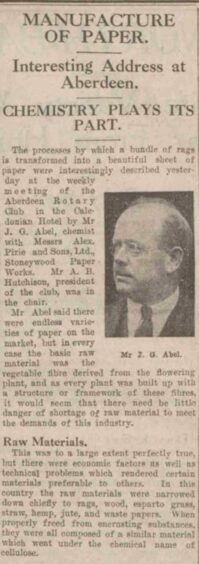 article featuring a headshot image of Mr J. G. Abel.
