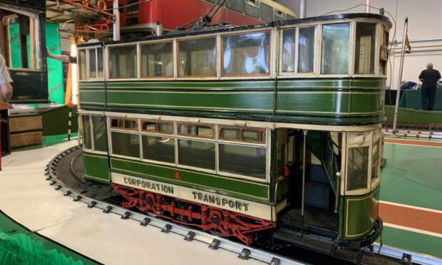 A scale model of the number 13 tram which was used in court cases in Aberdeen as a demonstration in accident inquiries.
