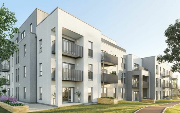 A photo of an CGI image of the new development of apartments in Aberdeen