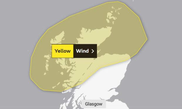 The yellow weather warning is in place from 9pm tonight. Image: Met Office
