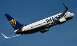 Ryanair plane in the sky