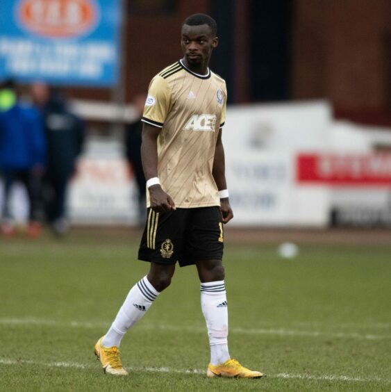 David Bangala made his debut for Cove Rangers against Dundee. Image: SNS