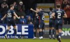 Ross County celebrate their fourth goal against Dundee United. Image: SNS