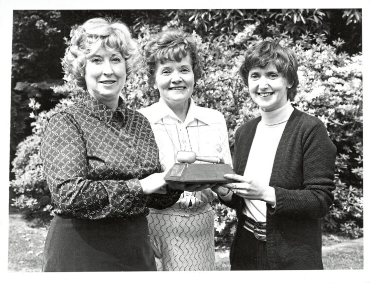 1980 - From left, Lorna Charles, Anne Ward and Shirley Spain were the first winners of a Great Britain debating trophy at an International Toastmistress Conference.
