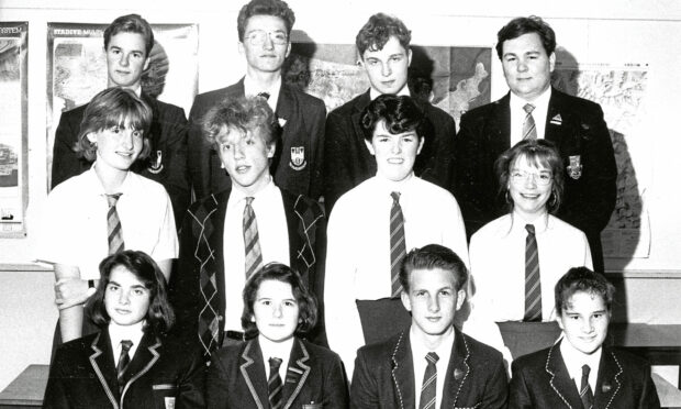 Debating 1989-10-02 Schools Debating Competition ©AJL

2 October 1989

"Seen at last night's debate of The Press and Journal Schools Debating Competition, held in Gordons College, Aberdeen, are (from left): Back - Philip Bond and Gavin Bostock, Cults Academy; John Leader and Wayne Snubbs, Robert Gordon's College; middle - Shona Riach and Richard Payne, Mackie Academy; Elaine Kearns and Caroline Plowman, Portlethen Academy; front - Wendy Thomson and Dianne Millen, Albyn School for Girls; Ewan Lacey and Nathalie Christie, Peterhead Academy."

Used: P&J 03/10/1989