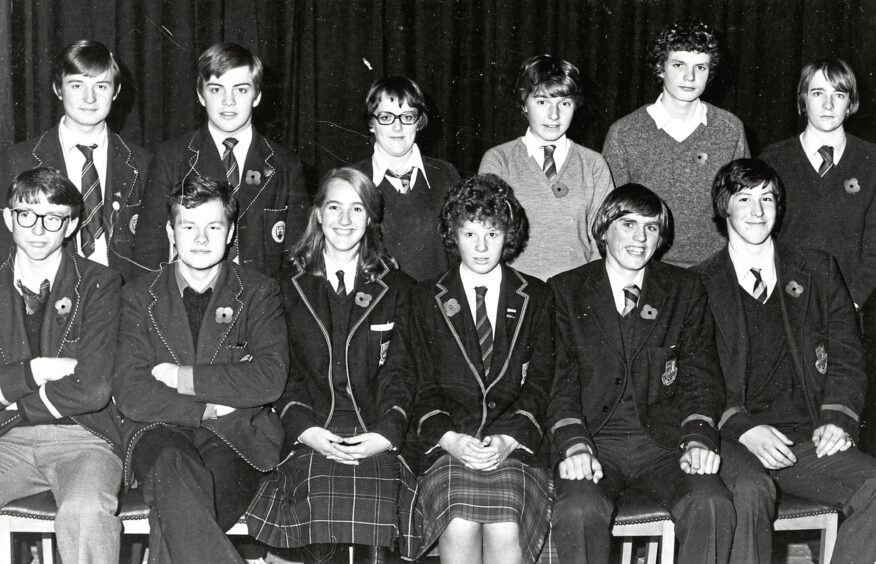Pupils who took part in the sixth heat of The Press and Journal/Aberdeen University debater contest at Peterhead Academy in November 1980.