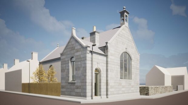 An artist impression of what the former Aberchirder Church could look like after renovation works. Image: etch