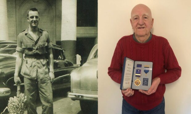 Andrew Glassford during his Korean War service and after being awarded the Ambassador for Peace medal. Image: Holyrood PR.