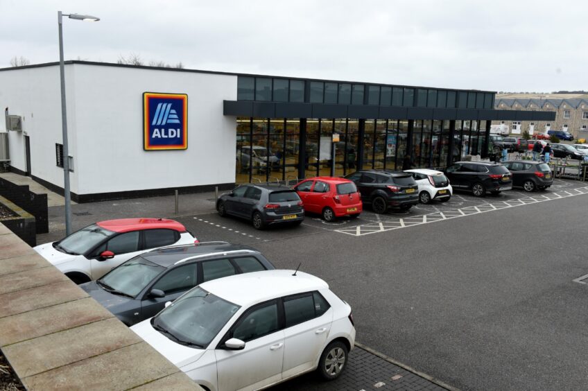 A picture of Aldi who are hosting a supermarket sweep in one of their Inverurie branches.