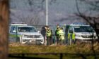 Streets in Invergordon have been cordoned off by police after a WW1 bomb was discovered by a man using a metal detector for the first time. Image: Paul Campbell.