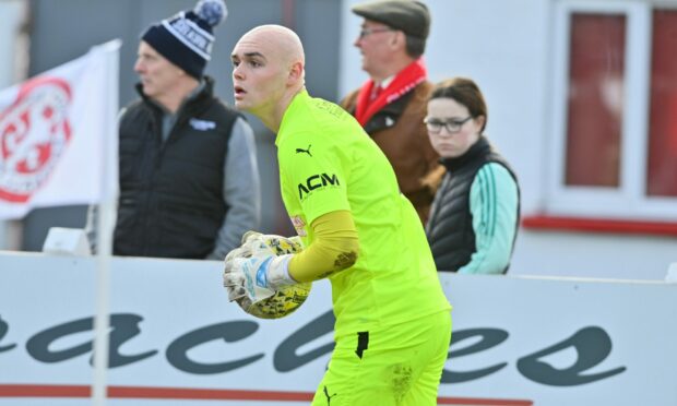 Goalkeeper Logan Ross in action for Brora Rangers. Image by Jason Hedges/DC Thomson