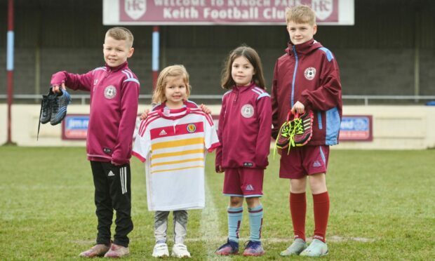 Lewis McKay, Fraser Troup, Leah McKay and Emily Hector attended the launch in Keith today. Image: Jason Hedges